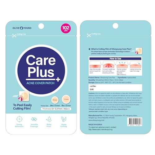 OLIVE YOUNG Care Plus Spot Patch - Hydrocolloid Acne Pimple Patch for Face & Blemishes (102 Count)