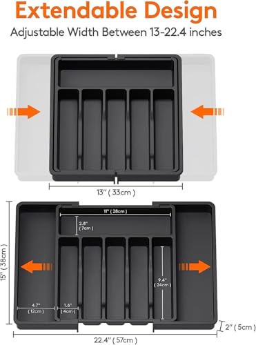 Expandable Kitchen Utensil Organizer - 8 Compartments