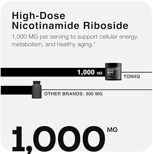 Toniiq Nicotinamide Riboside 1000mg | NAD+ Booster | Stabilized NRHM Formula | 60 Vegan Capsules