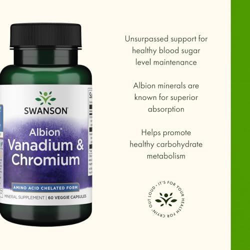 Swanson Albion Chelated Vanadium & Chromium - Metabolic Support - 60 Veg Capsules