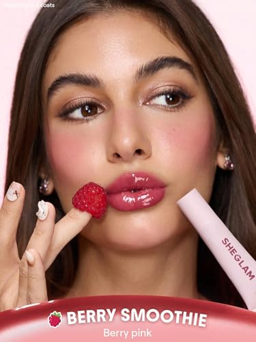 SHEGLAM Crystal Glaze Moisturising Lip Gloss - Hydrating Jelly Long Lasting Waterproof Plumping Lip Gloss Berry Smoothie