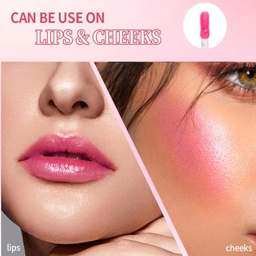 Color Changing Lip Gloss - Hydrating Lip Oil with Tinted Shine, Non-Greasy Plumping Lips Serum, Transparent Moisturizing Lips Balm for Women & Girls (Pink)