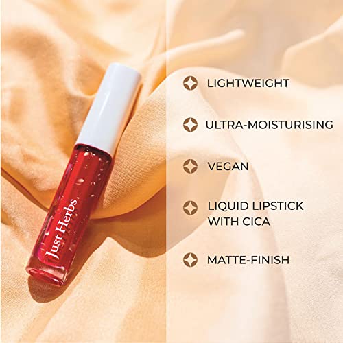 Just Herbs Ayurvedic Creamy Matte Liquid Lipstick - Liquorice & Sweet Almond Oil, Dusty Rose, Hydrating Lip Colour
