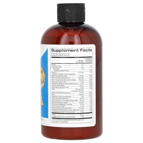 California Gold Nutrition Liquid Multi-Vitamin & Mineral with Calcium, Vitamin B12, Vitamins C & D3 for Children | Natural Orange Mango | 8 fl oz (237 ml)