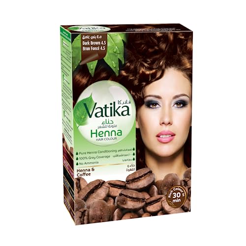 Vatika Naturals Henna Hair Colour Dark Brown (6 x 10g) - 100% Grey Coverage for Women
