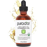PURA D'OR Organic Vitamin E Oil Blend 4 oz - 70,000 IU Natural Hexane Free with Almond, Argan, Rosehip & More