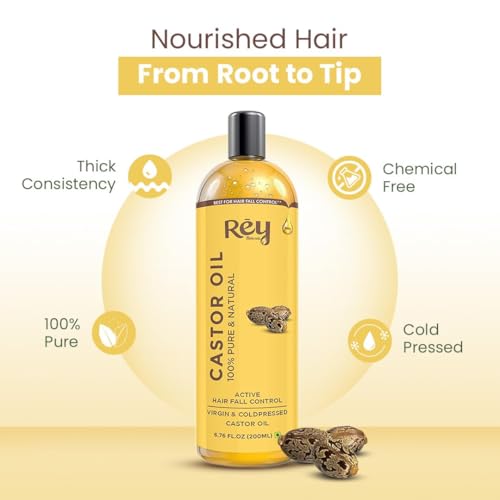 Rey Naturals Premium Cold Pressed Castor Oil - 200ml for Skin & Hair