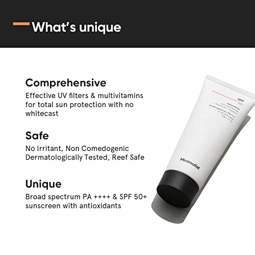 Minimalist Multi Vitamin SPF 50+ PA++++ Sunscreen | Oxybenzone & OMC Free | 50g