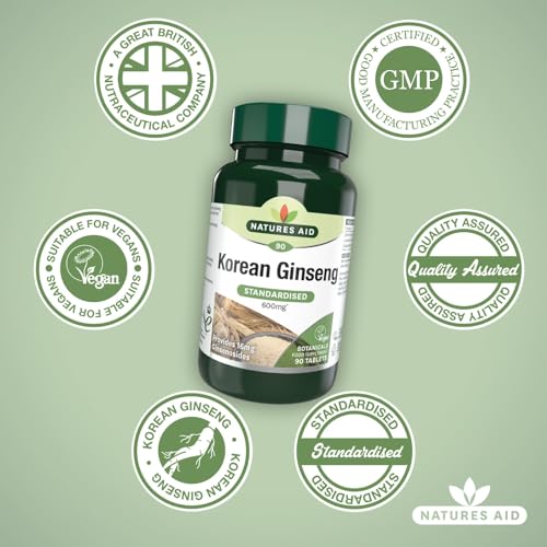 Nature's Aid Korean Ginseng 600mg Tablets, 90 Count