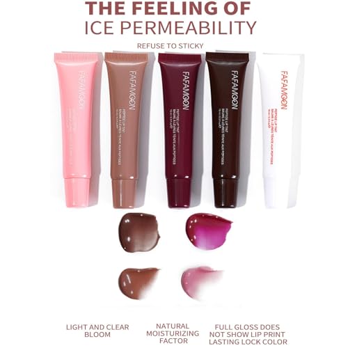 Paporich 5-Color Lip Jam Hydrating Lip Gloss Set - High-Shine Plumping Glossy Lipsticks with Glass-Like Finish
