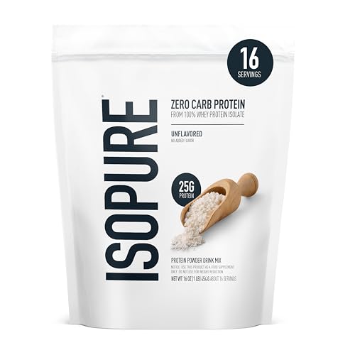 Nature's Best IsoPure Whey Protein Isolate Unflavored - 1lb (454g) - Zero Carbs, Zero Sugar, Fast Digesting Protein Supplement
