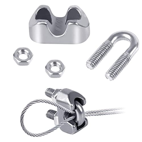 KASTWAVE 18 Pcs M3 U Bolt Wire Rope Clip and Cable Clamp - 304 Stainless Steel for Garden and Gym Use