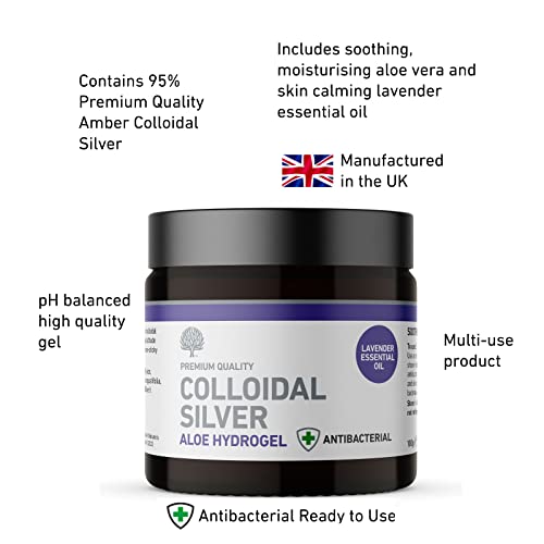 Nature's Greatest Secret Premium Antibacterial Colloidal Silver Aloe Vera Hydrogel with Lavender - 100g