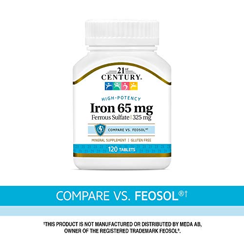 21st Century Iron 65mg - 120 Tablets - Energy & Red Blood Cell Support