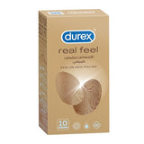 Durex Real Feel Condoms - Ultra-Thin Skin-On-Skin Sensation for Men, Pack of 10