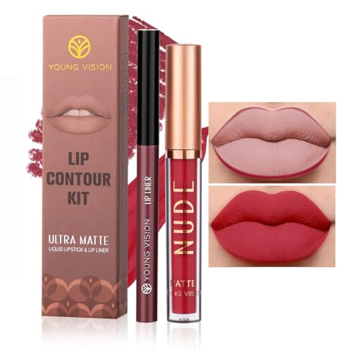 YOUNG VISION Liquid Lipstick & Lip Liner Combo Set - Matte Lip Contour Kit