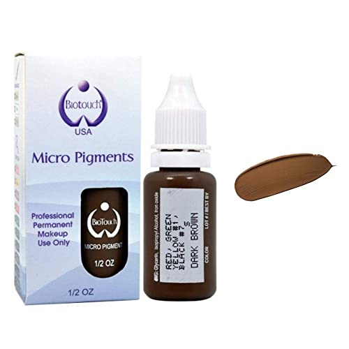 Biotouch Pigments 15mL Dark Brown - Premium Semi-Permanent Makeup Ink for Eyebrows & Microblading