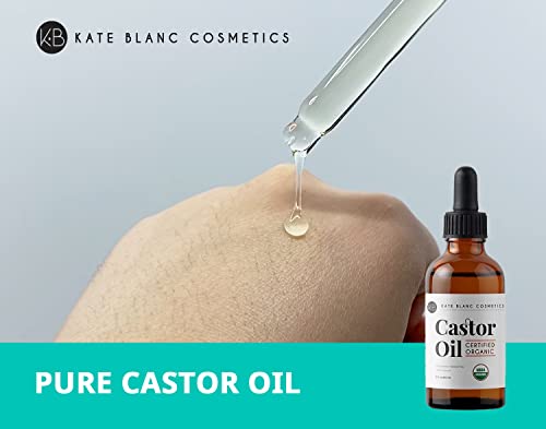 Kate Blanc USDA Organic Castor Oil (2oz) - 100% Pure, Cold Pressed for Eyelash, Hair Growth & Skin