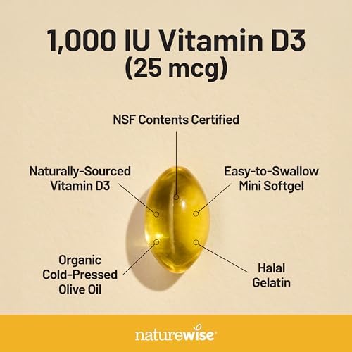 NatureWise, Vitamin D3, 25 mcg (1,000 IU), 360 Softgels
