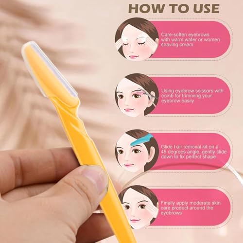 Funi 6Pcs Eyebrow Razor - Professional Dermaplaning Tool for Face & Body Hair Removal (3 Colors)