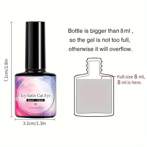 Azonee 6 Pcs Holographic Glitter Cat Eye Gel Nail Polish Kit with Magnet