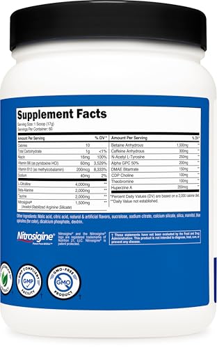 Nutricost Pre-Workout Complex Powder - Blue Raspberry (60 Servings)