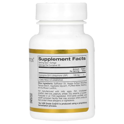 California Gold Nutrition CoQ10 100mg - 30 Veggie Softgels for Heart & Energy Support