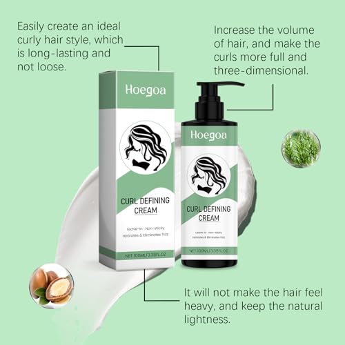 Curl Defining Cream for Natural Hair – Long-Lasting Hydration, Frizz Taming, Elasticity Boost with Argan Oil, Vitamin E & Keratin