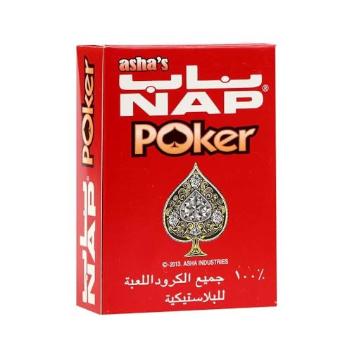 Poker Professional 100% Plastic Playing Cards - Red Box Waterproof Design Casino-Grade 54-Card Deck