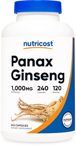 Nutricost Panax Ginseng, 1000mg, 240 Capsules, Non-GMO, Gluten Free