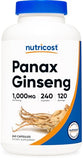 Nutricost Panax Ginseng, 1000mg, 240 Capsules, Non-GMO, Gluten Free