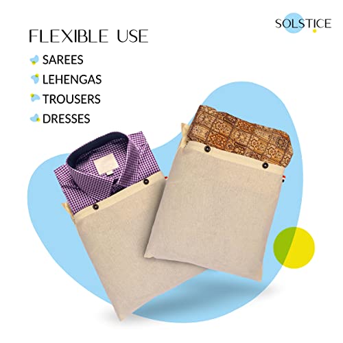 SOLSTICE Reusable Cotton Saree Covers (Set of 24) - Wardrobe Storage Bags for Clothes and Travel