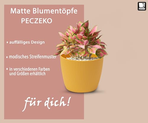 3-Pack Matte Mustard Plastic Flower Pots (16cm Diameter) - Large Decorative Herb Planters