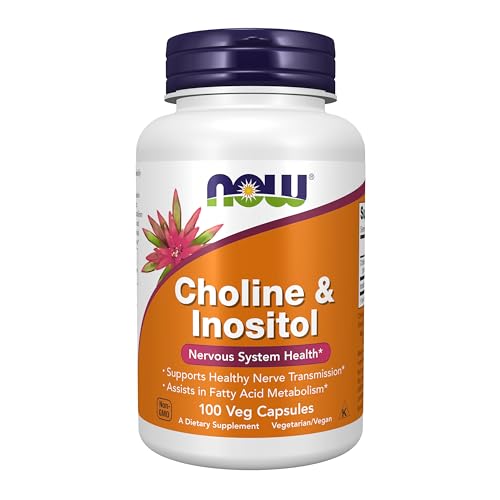 NOW Choline and Inositol Vitamin Capsules 500mg - 100 Count | Brain & Mood Support