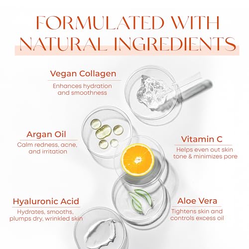 Vitamin C Serum With Collagen by Skin 2.0 - Dermatologist Tested Korean Skincare for Dark Spots & Brightening - Anti-Aging & Acne Facial Serum - Cruelty-Free - 1.69 Fl. oz