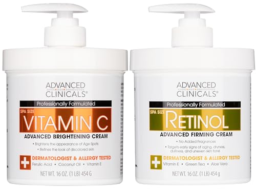 Advanced Clinicals Retinol & Vitamin C Skin Care Set - Brightening & Anti-Aging Body & Face Lotion