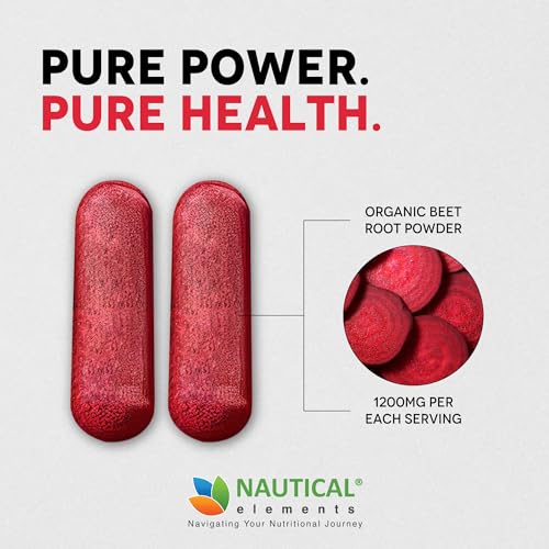 Beet Root Capsules - 1200mg Per Serving - 200 Beet Root Powder Capsules - Supports Blood Pressure, Athletic Performance, Digestive & Immune Health (Pure, Non-GMO & Gluten Free)