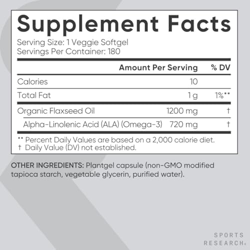 Sports Research Flaxseed Oil: Plant-Based Omega-3s for Heart & Brain Health