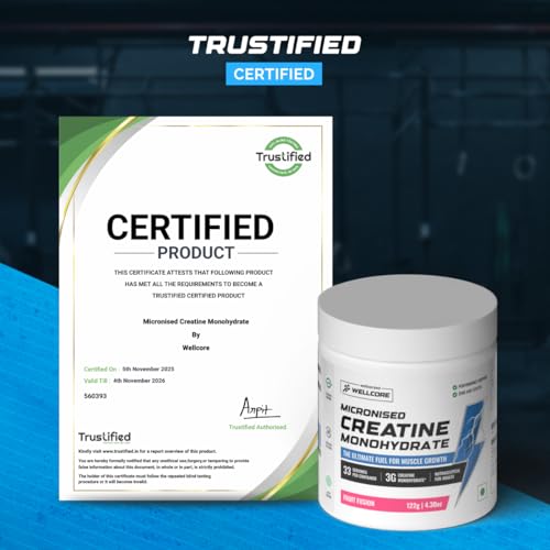 Wellcore Pure Micronised Creatine Monohydrate - Fruit Fusion (33 Servings) | Rapid Absorption for Muscle Strength & Power