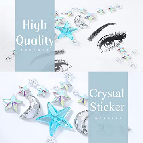KASTWAVE Crystal Star Face Glitter Stickers - Festival Mermaid Body Jewels for Rave Parties