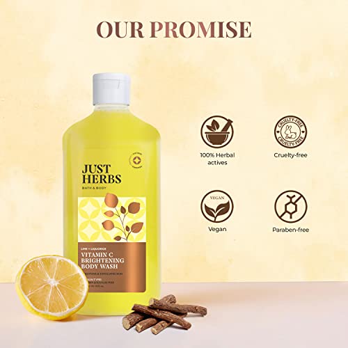 Just Herbs Vitamin C Skin Brightening Body Wash - Lime & Liquorice - 300 ml