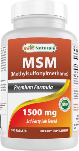 Best Naturals MSM 1500mg - Joint, Skin & Hair Health - 180 Tablets