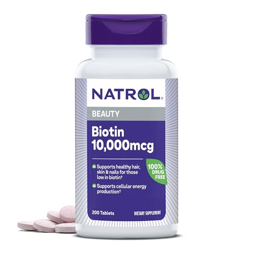 Natrol Biotin Maximum Strength Tablets - 10,000 mcg (200 Count) for Hair, Skin & Nails