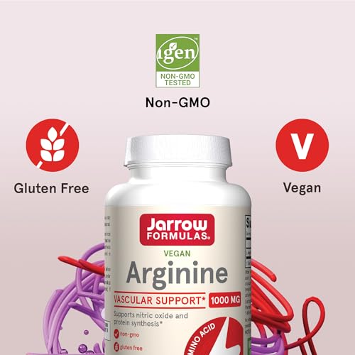 Jarrow Formulas Arginine 1000mg - 100 Tablets - Supports Circulation & Cardiovascular Health