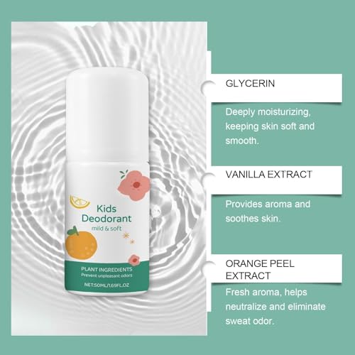Natural Deodorant for Kids & Teens - Aluminum-Free, Hypoallergenic, Clean Fresh Scent, 50ml