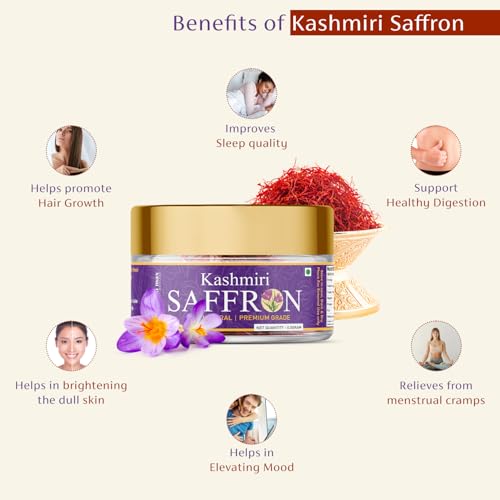Herbal Max Premium Kashmiri Mongra Saffron - A+++ Grade Pure Kesar for Cooking, Beauty & Wellness, 0.5g