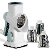 Tazweeq Rotary Cheese Grater & Mandolin Slicer - Stainless Steel (White)