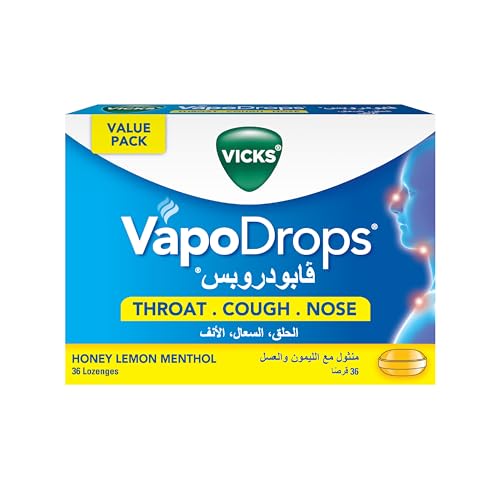 Vicks VapoDrops Cough, Nose & Throat Lozenges - Honey Lemon Menthol (36 Count)