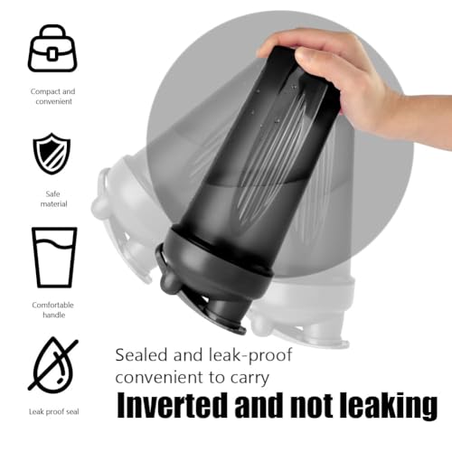 Protein Shaker Bottle 2-Pack | 600ml Leak-Proof Mixing Bottle (Black & White)