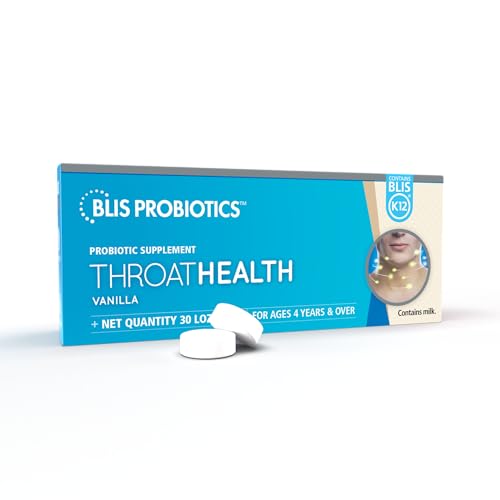 BLIS ThroatHealth Oral Probiotic - Most Potent BLIS K12 Formula - 2.5 Billion CFU - Throat Immunity Support for Adults and Kids - Sugar-Free Lozenges - 30 Day Supply